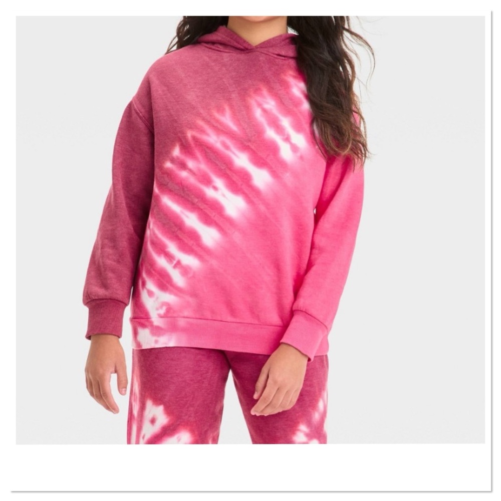 Girl’s Fleece Pink Tie-Dye Hoodie Sweatshirt